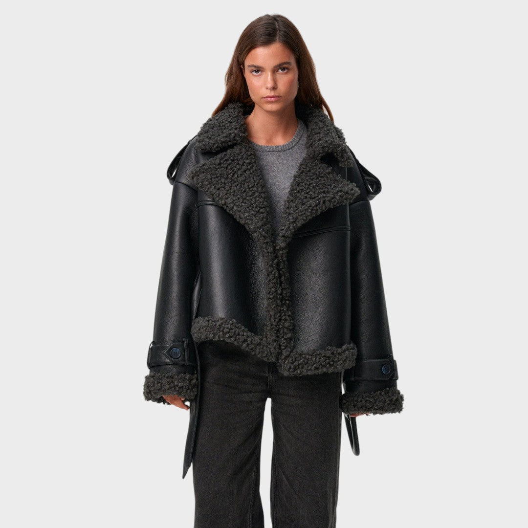 Nikola™ | Leather jacket with belt