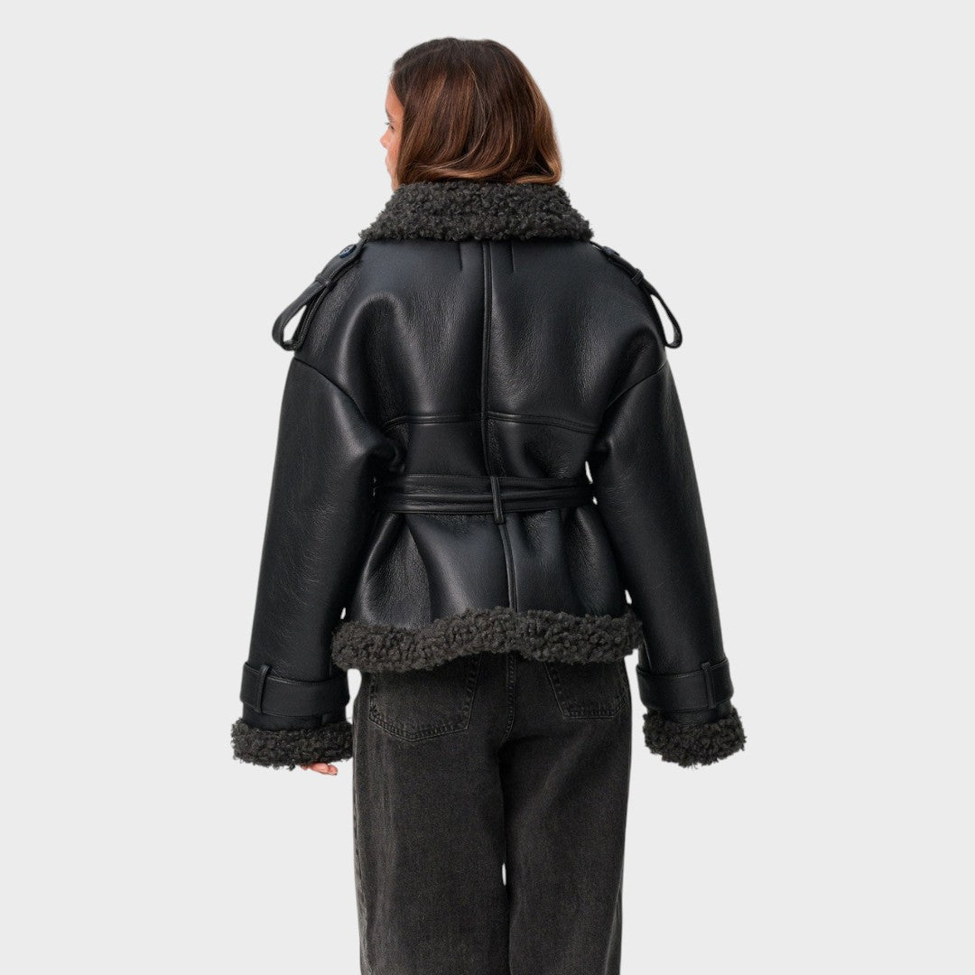 Nikola™ | Leather jacket with belt