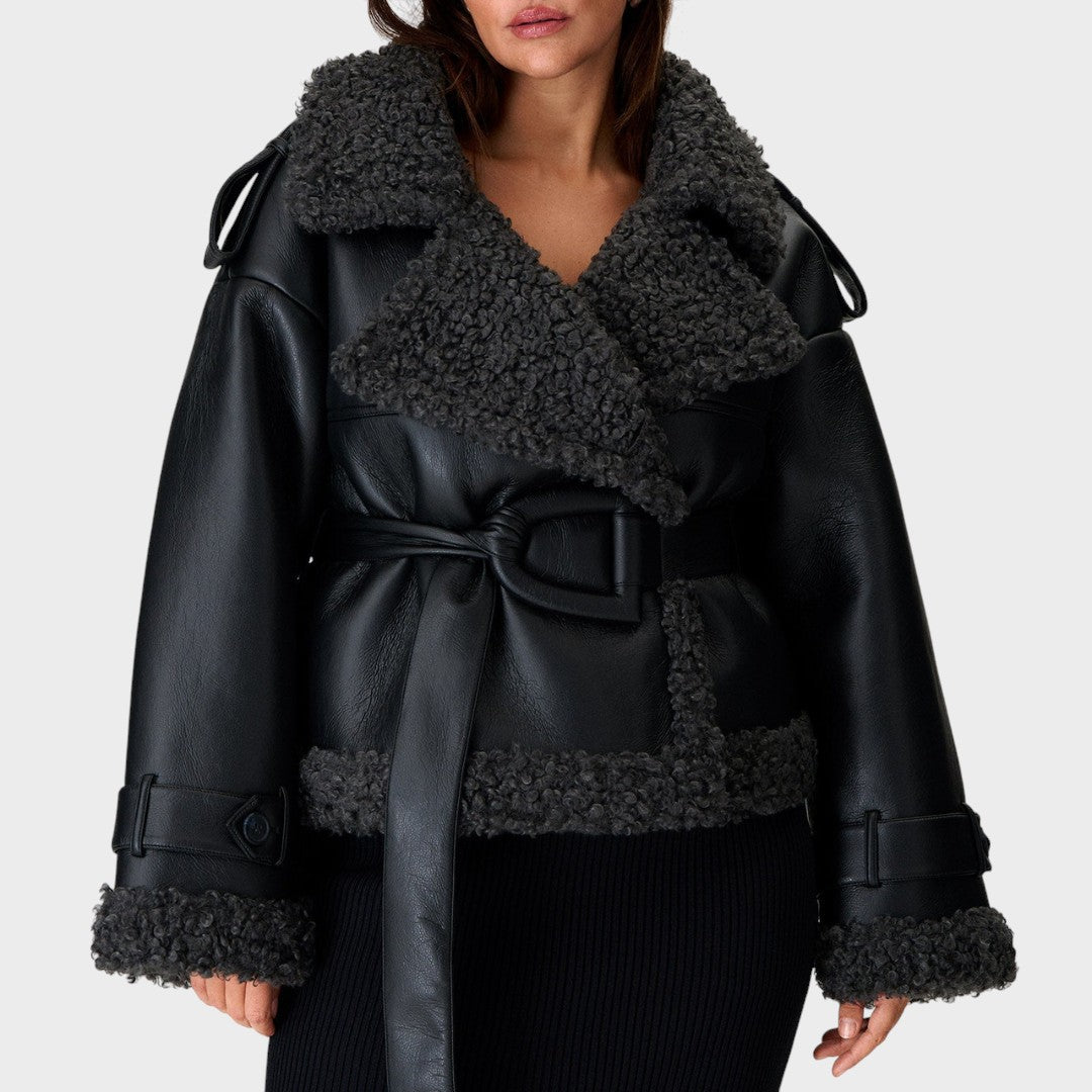 Nikola™ | Leather jacket with belt