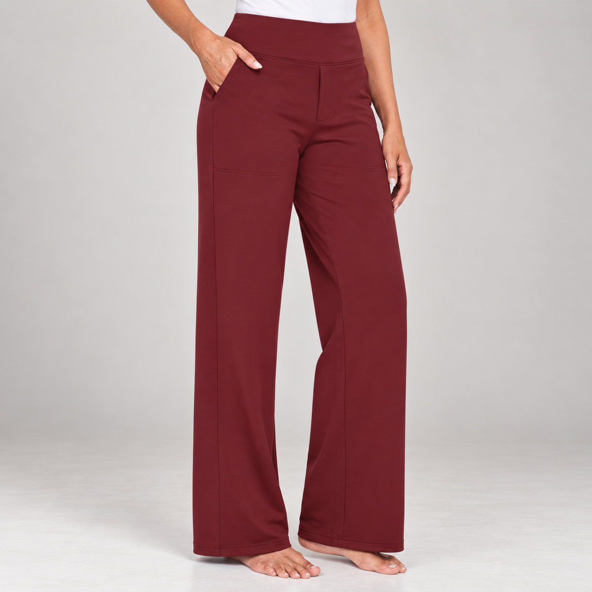 Comfort stretch trousers – Burgundy