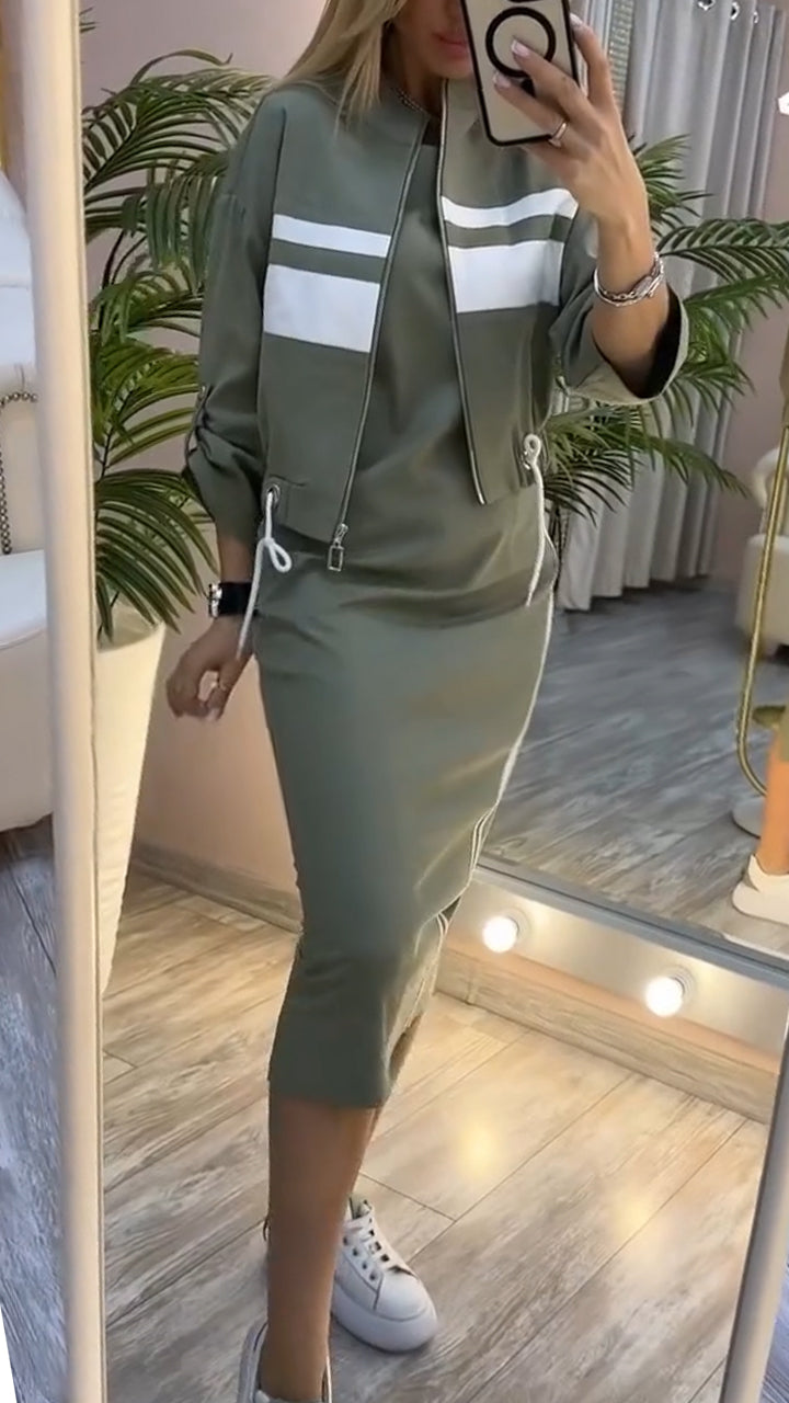 By Esmee - Casual and stylish set with round neck dress and jacket for women