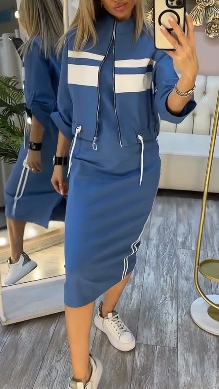 By Esmee - Casual and stylish set with round neck dress and jacket for women