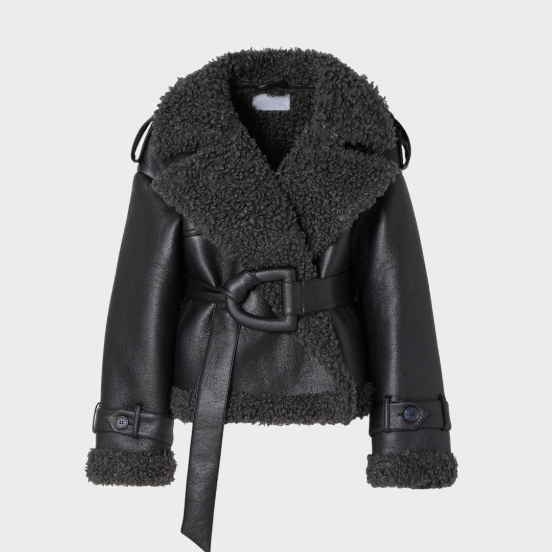 Nikola™ | Leather jacket with belt