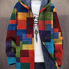 Artful hooded cardigan – Multicolour Block