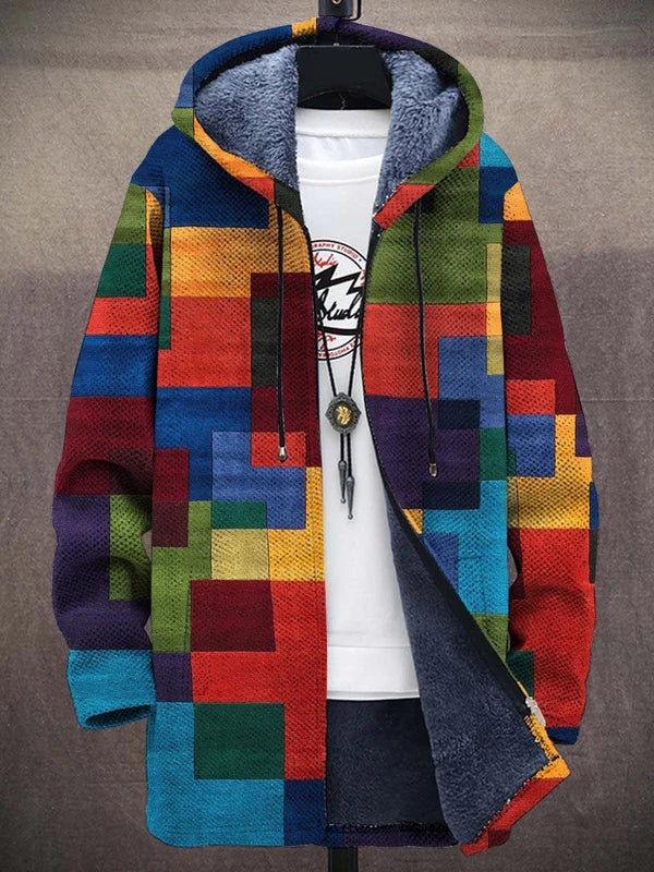 Artful hooded cardigan – Multicolour Block