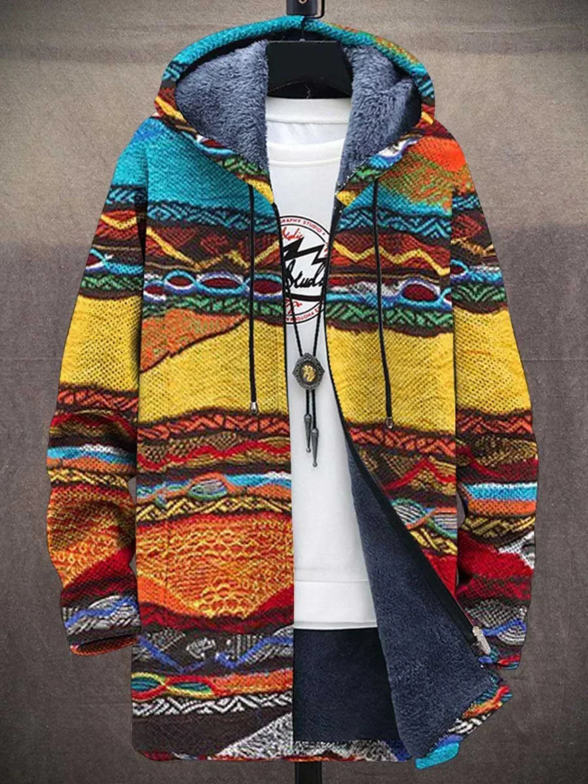 Artful hooded cardigan – Retro Stripe