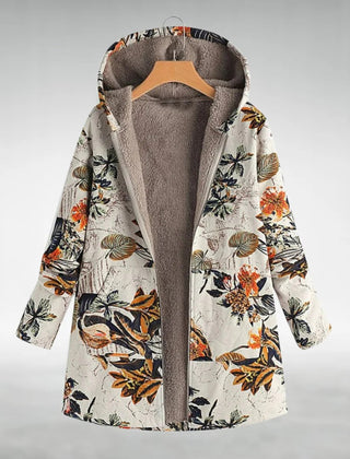 Melvaris fleece-lined jacket – Cream Autumn Floral