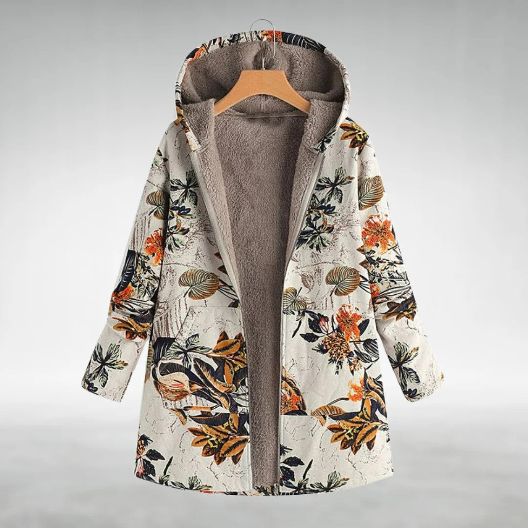 Melvaris fleece-lined jacket – Cream Autumn Floral