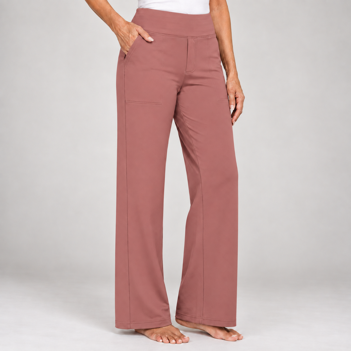 Comfort stretch trousers – Dusty Rose