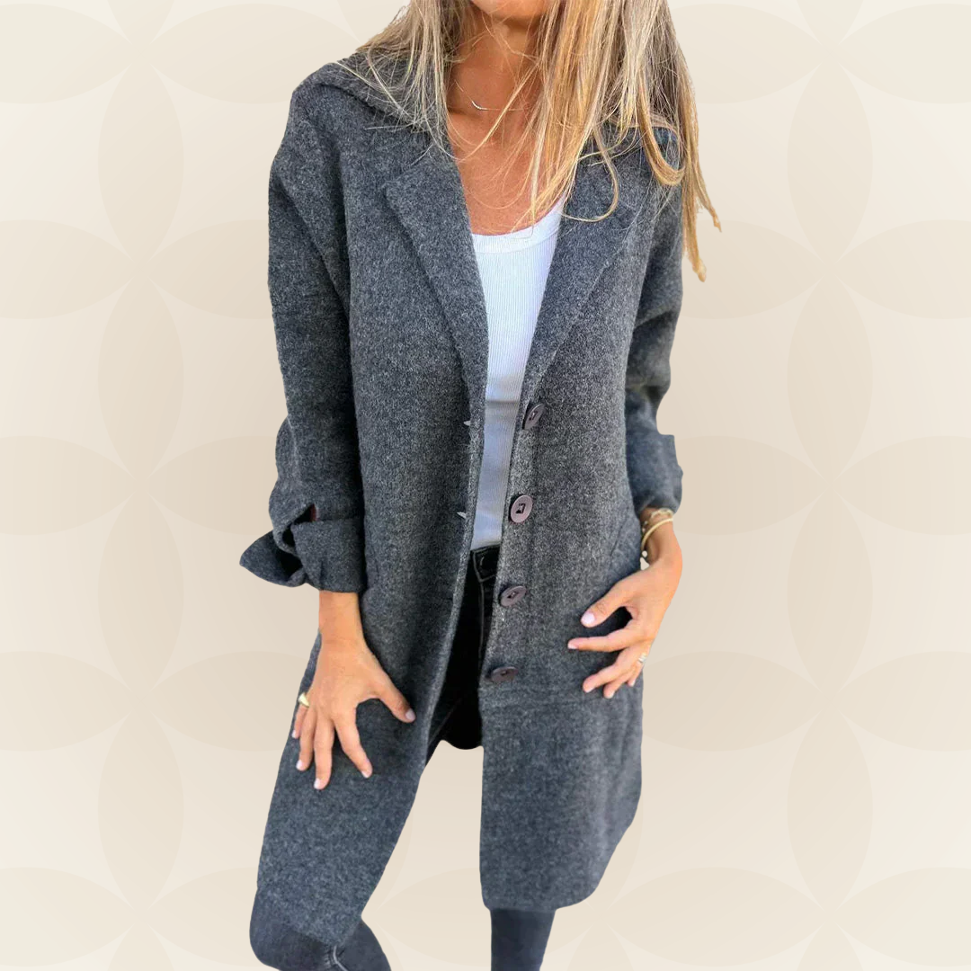 Sofia – Soft Fabric Coat with Button Closure