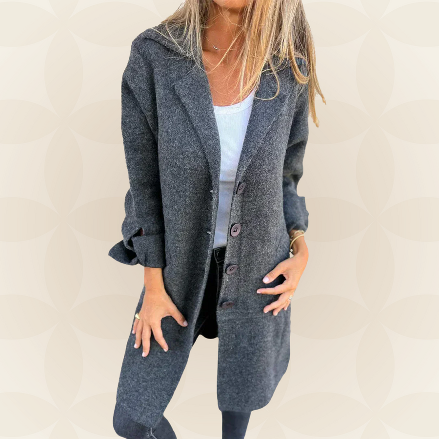 Sofia – Soft Fabric Coat with Button Closure