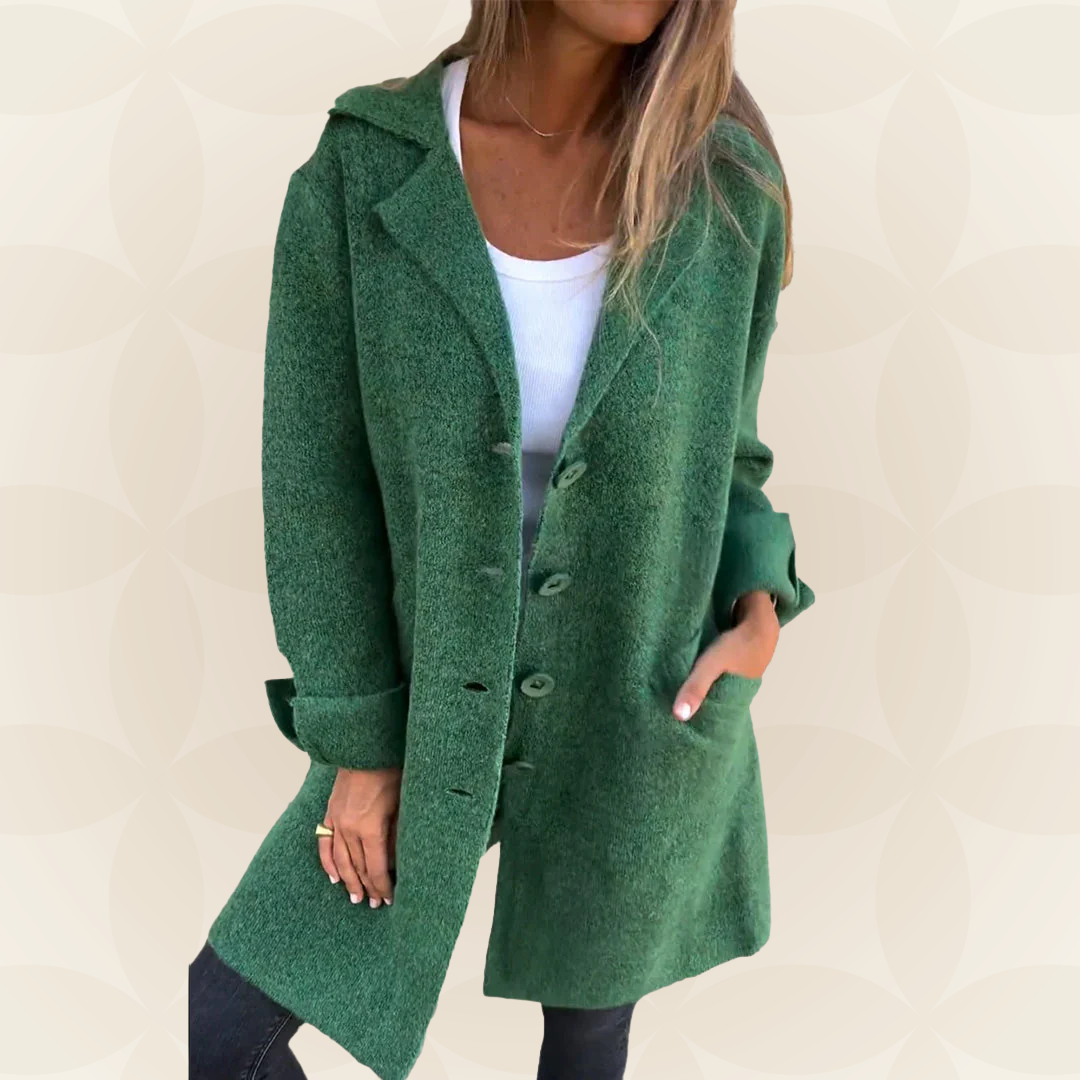 Sofia – Soft Fabric Coat with Button Closure