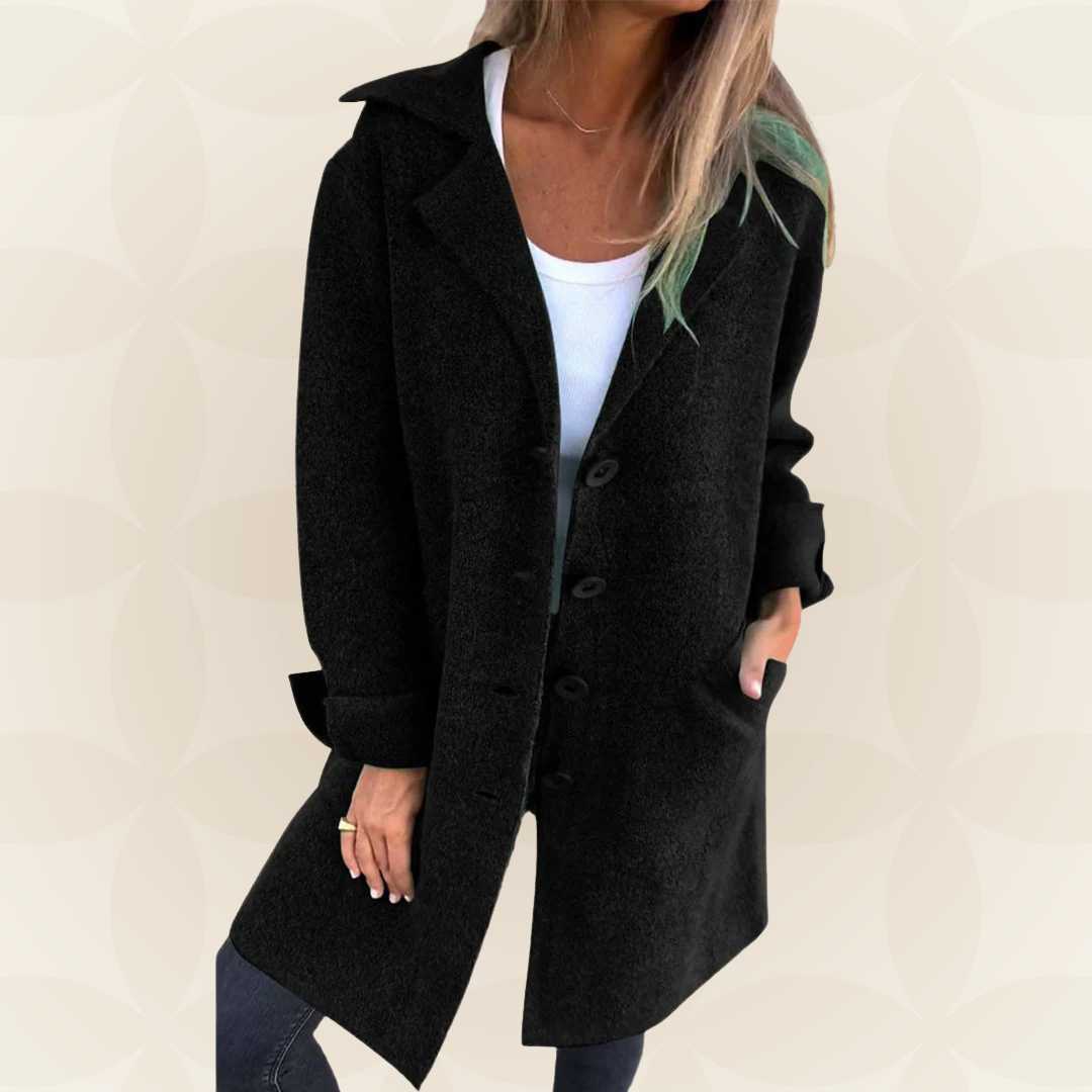 Sofia – Soft Fabric Coat with Button Closure
