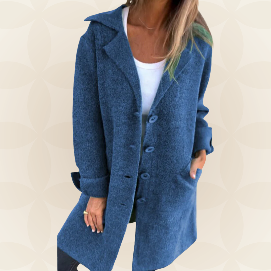 Sofia – Soft Fabric Coat with Button Closure