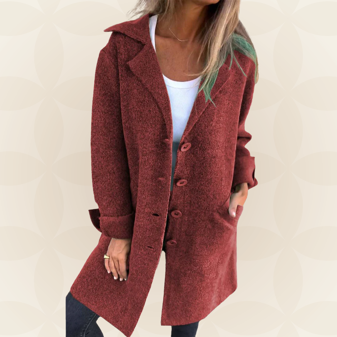 Sofia – Soft Fabric Coat with Button Closure