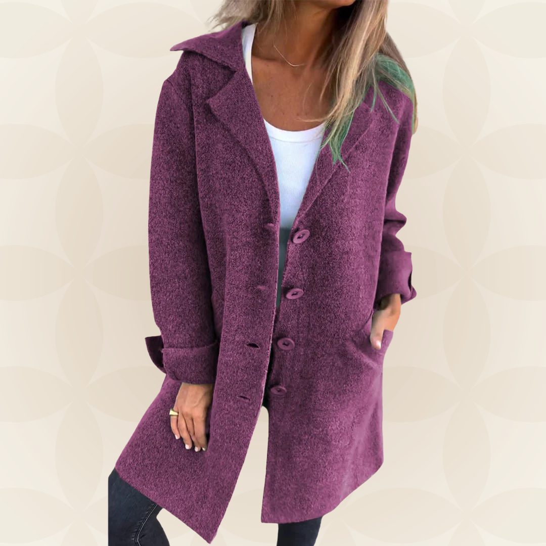 Sofia – Soft Fabric Coat with Button Closure
