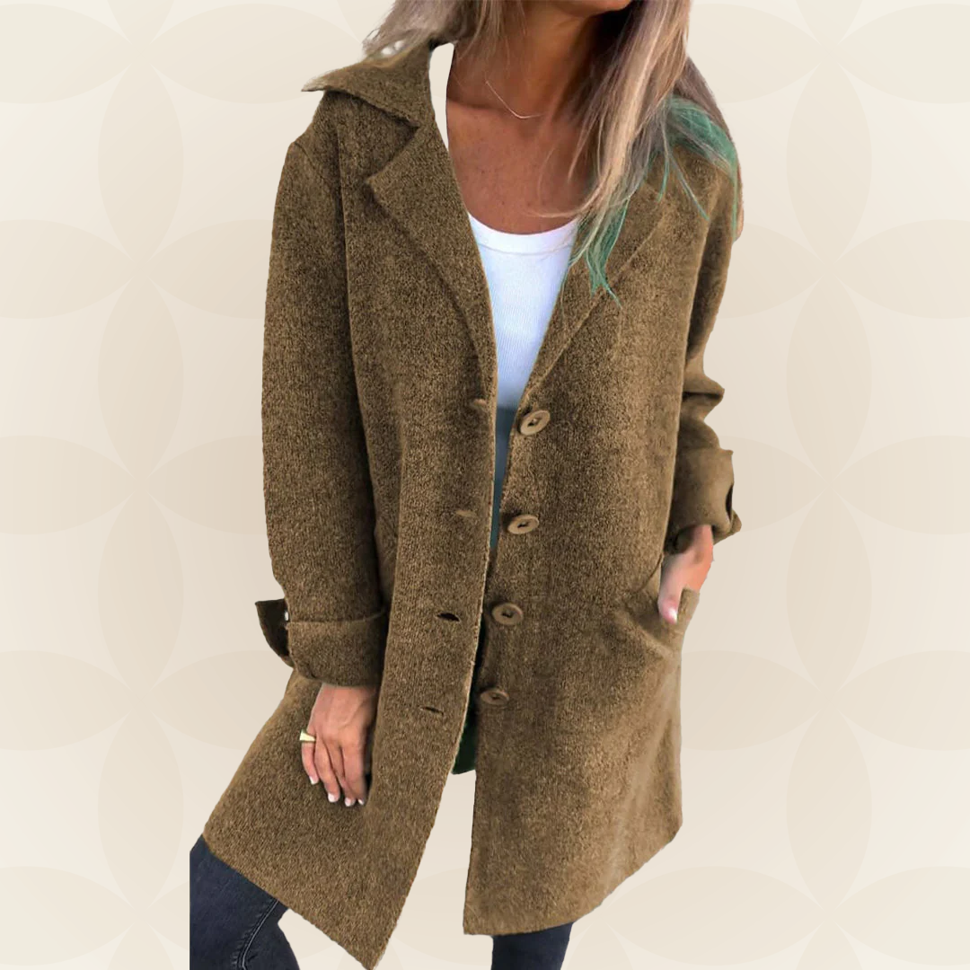 Sofia – Soft Fabric Coat with Button Closure