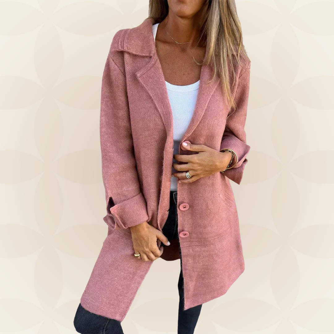 Sofia – Soft Fabric Coat with Button Closure