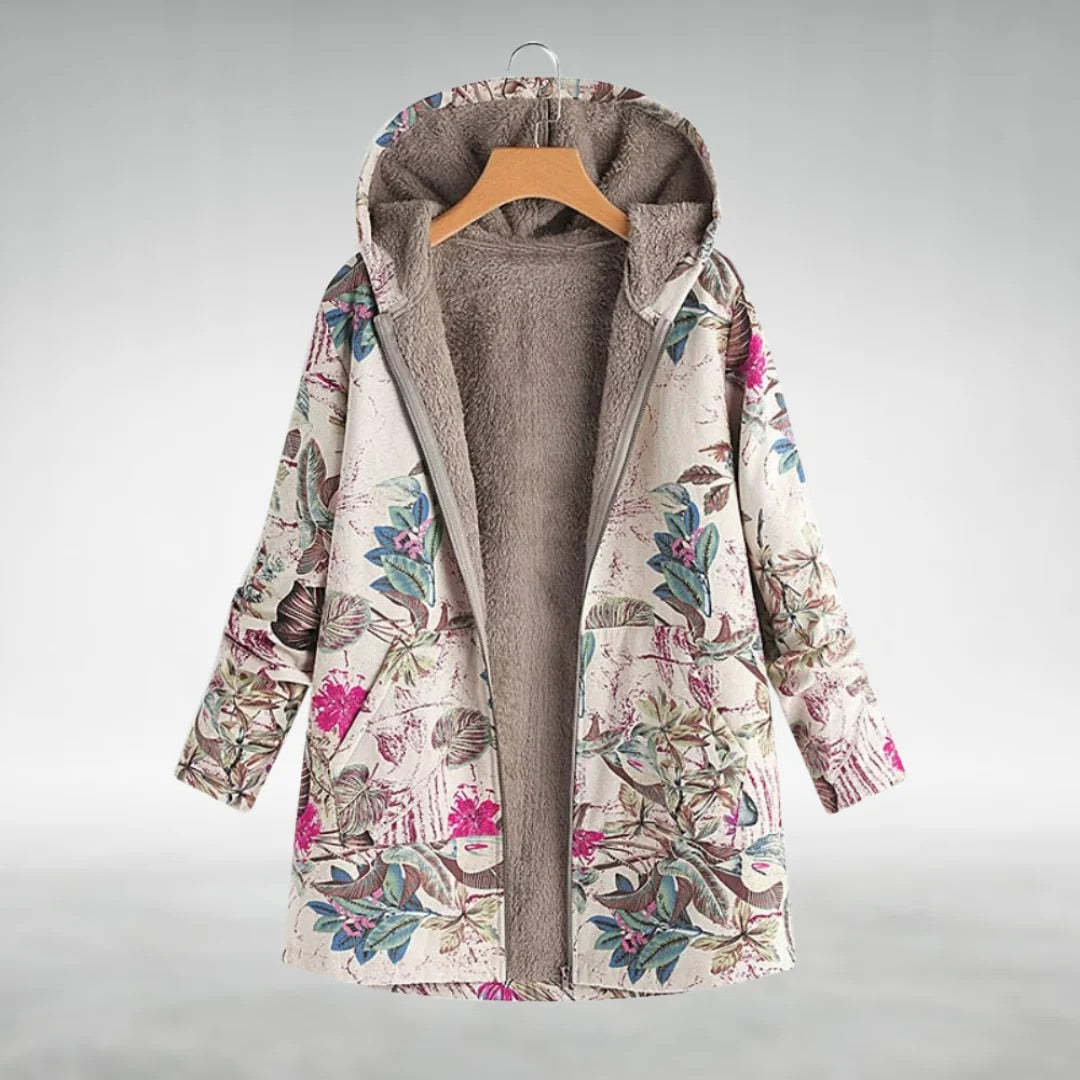 Melvaris fleece-lined jacket – Cream Floral