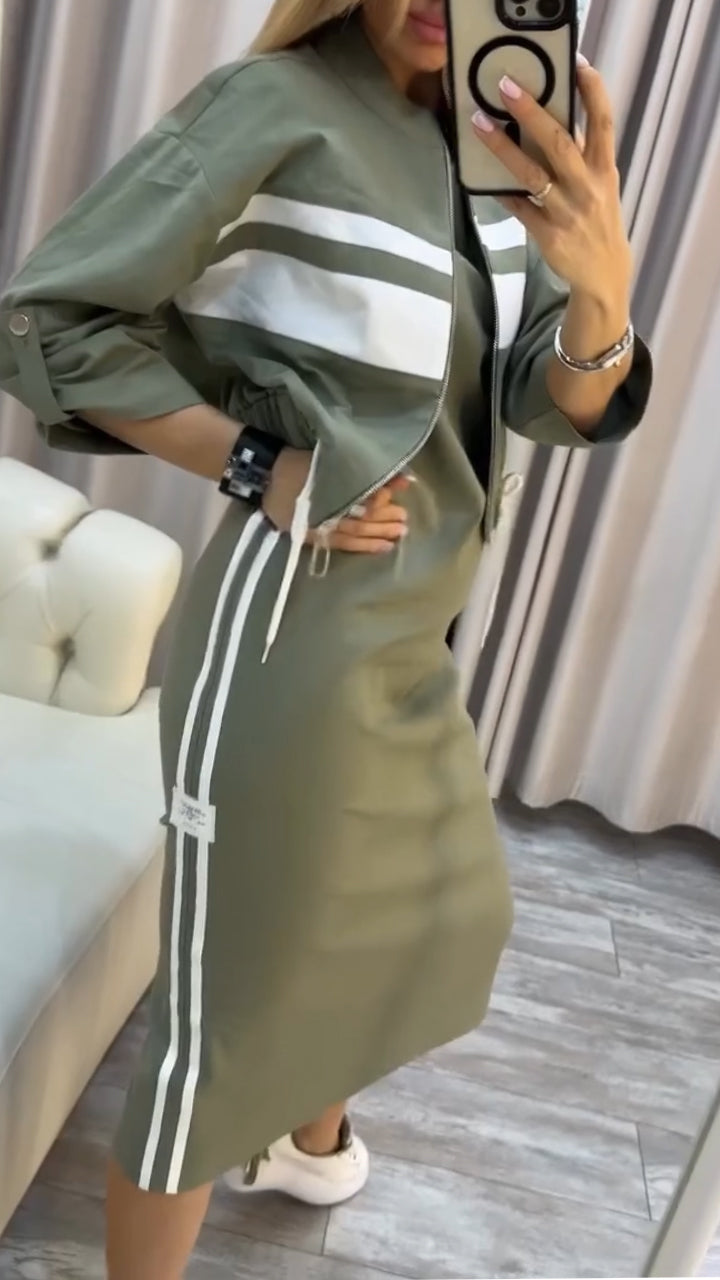 By Esmee - Casual and stylish set with round neck dress and jacket for women
