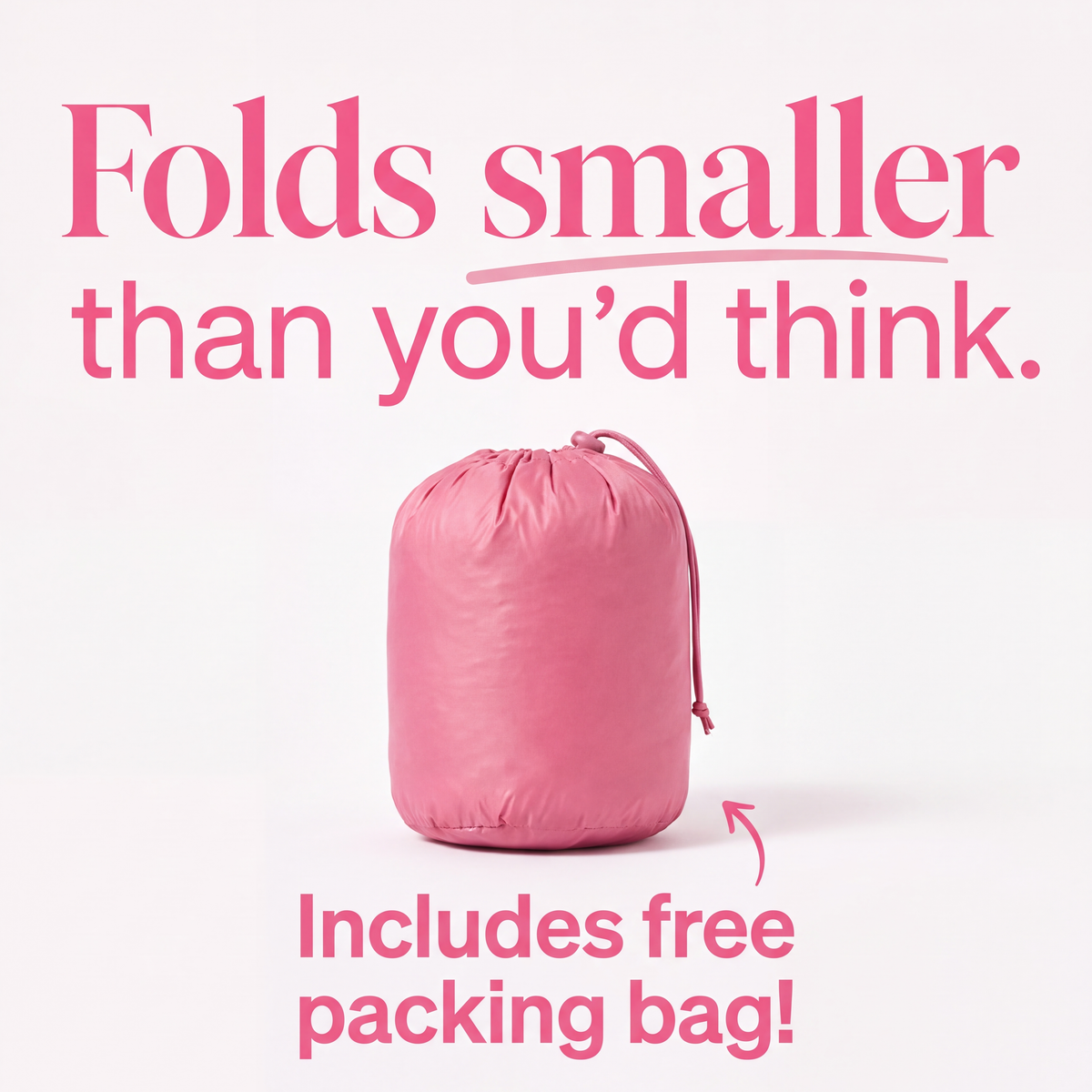 Feathra packs into its own storage bag