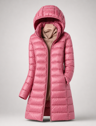 Feathra ultralight long down jacket – Pink