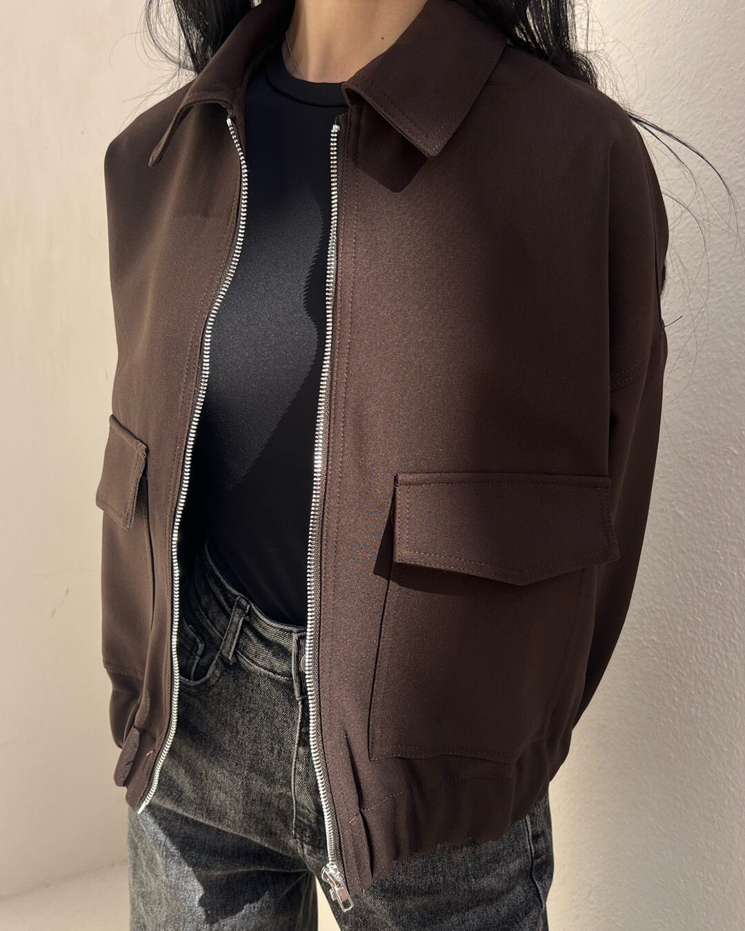 Gina - Bomber Jacket with Flap Pockets
