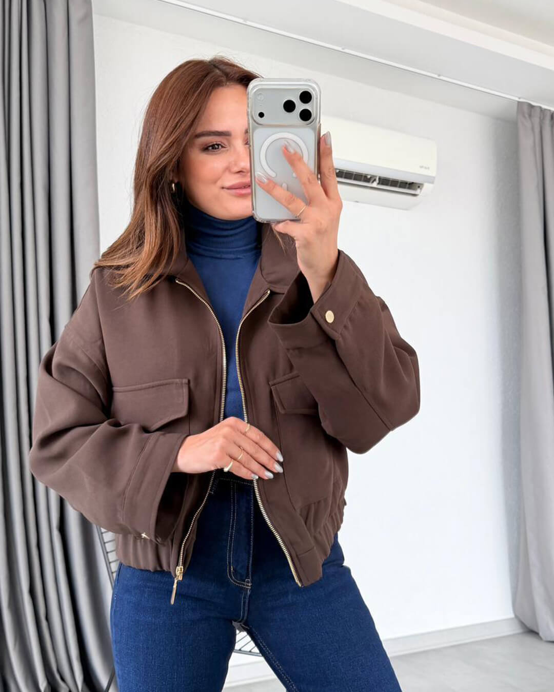 Gina - Bomber Jacket with Flap Pockets